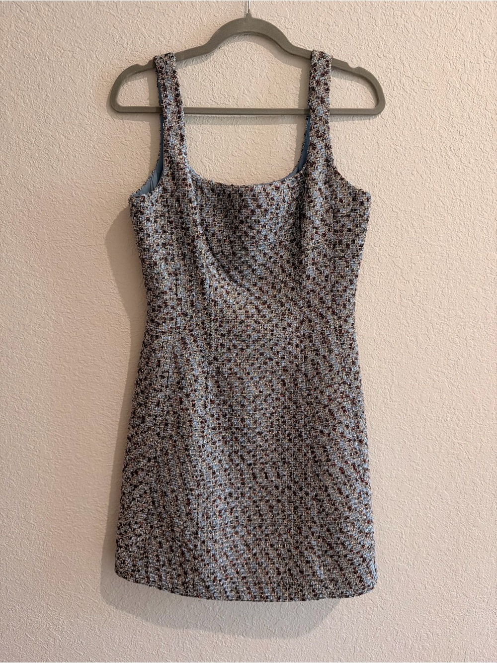 Veronica Beard Sleeveless Tweed Sheath Dress in Blue and Brown - Picture 3 of 6